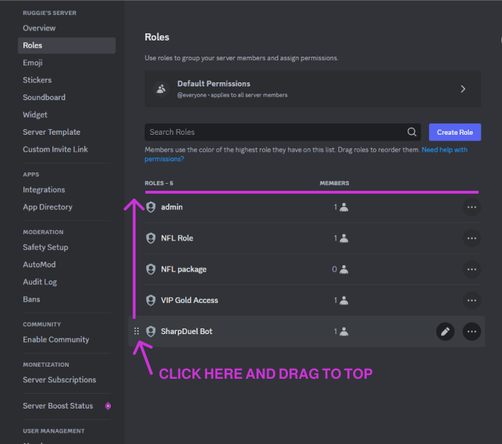 Move Discord Bot to top of roles